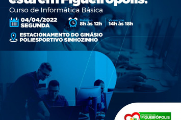 Curso de informática é ofertado por meio da Prefeitura, Secretaria de Juventude e SENAI.