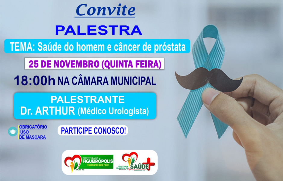 Convite - Novembro Azul- Palestra com Urologista Dr. Artur.
