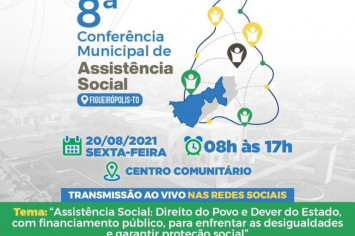 Convite: Para a 8ª Conferência Municipal de Assistência Social- Dia 20 de Agosto de 2021