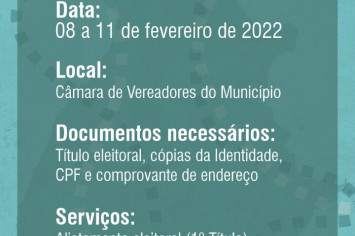 TRE INTINERANTE -14ª ZONA ELEITORAL - DIAS 08 À 11 DE FEVEREIRO DE 2022.